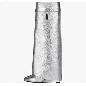 Metallic Knee High Wedge Boots